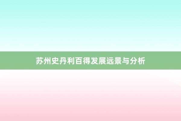 苏州史丹利百得发展远景与分析